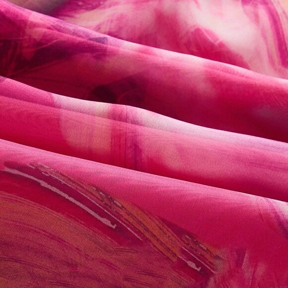 Multicolor Boho Lantern Sleeve Knot Cutout Waist Chiffon Romper - Picture 10 of 10